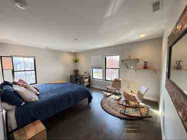 King bed with double vanity bath