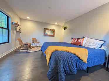 King bed with double vanity bath
