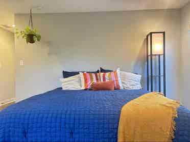 King bed with double vanity bath