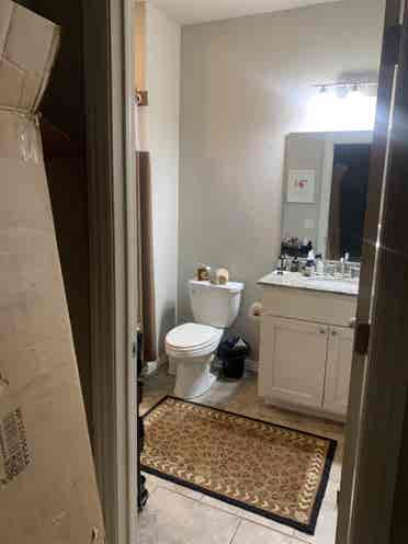 Room with amenities in townhouse.