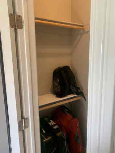 Room with amenities in townhouse.