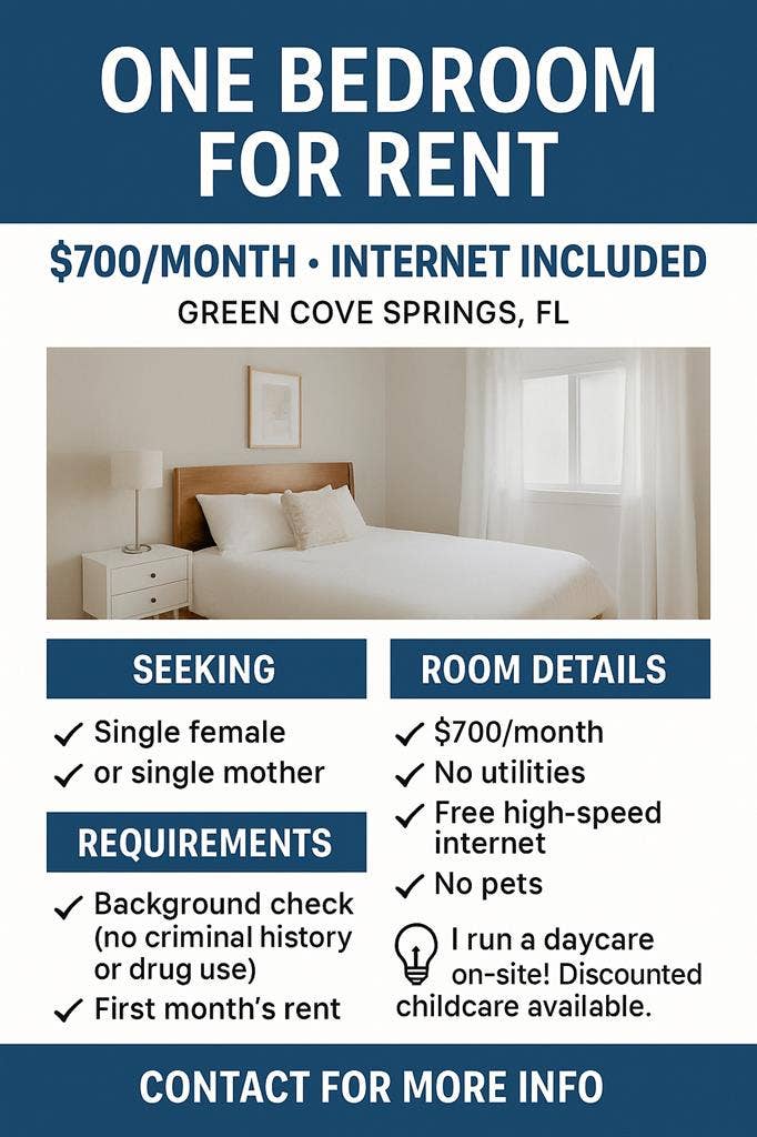 One bedroom for rent