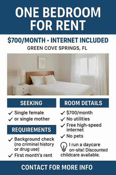 One bedroom for rent