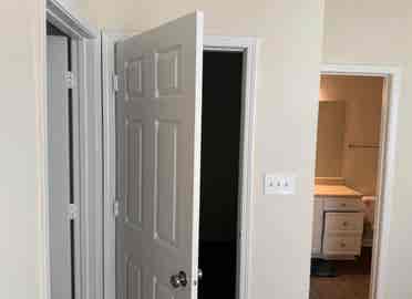 Private bathroom in room.