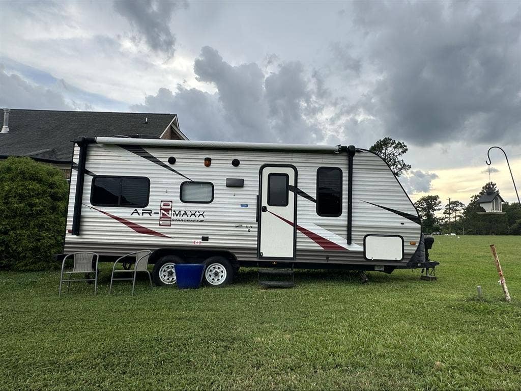 Camper in a beautiful land