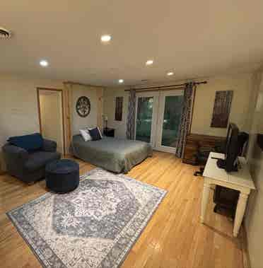 Lower level with private bathroom.