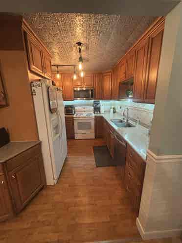 Lower level with private bathroom.