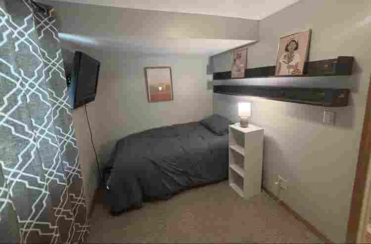 Lower level with private bathroom.