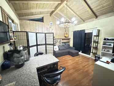 Room in House, backyard grill.