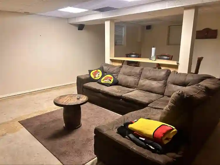 Furnished bedroom & living space