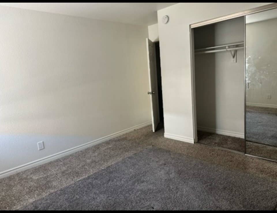 Empty bedroom and bathroom