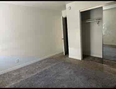 Empty bedroom and bathroom