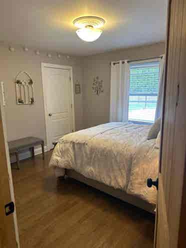 Newly remodeled room with new bed.
