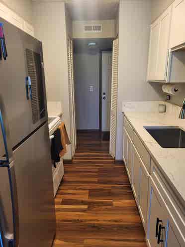 Furnished w/ bed. Closet + Laundry!