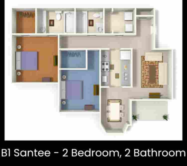 2 bed/bath apartment sublease