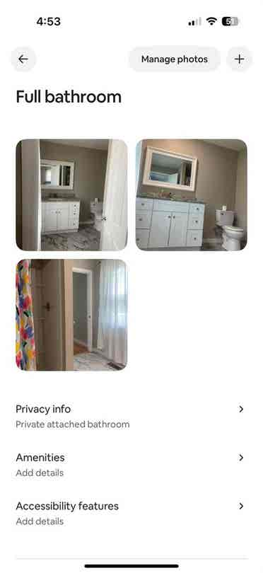 Room with private bath 
