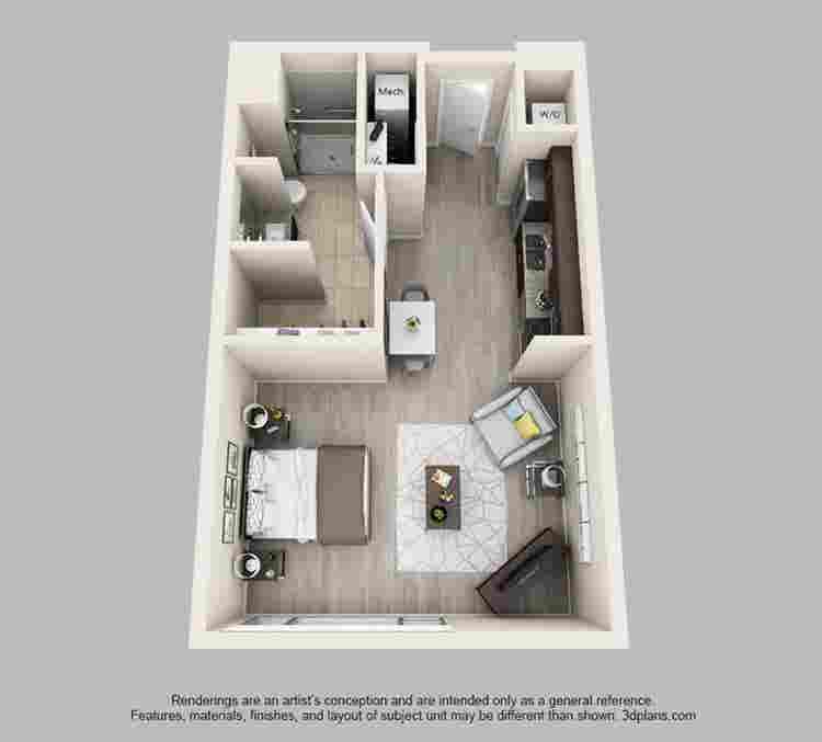 Fully furnished studio apartment