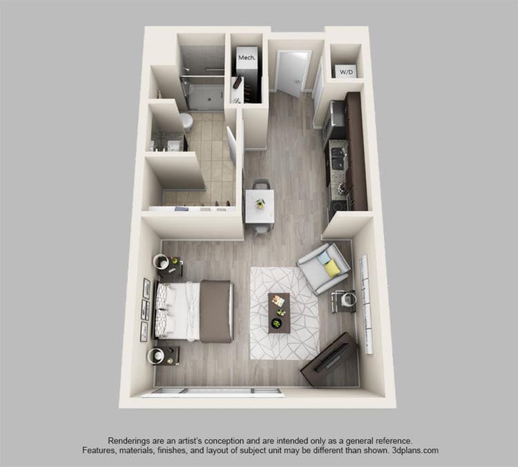Fully furnished studio apartment