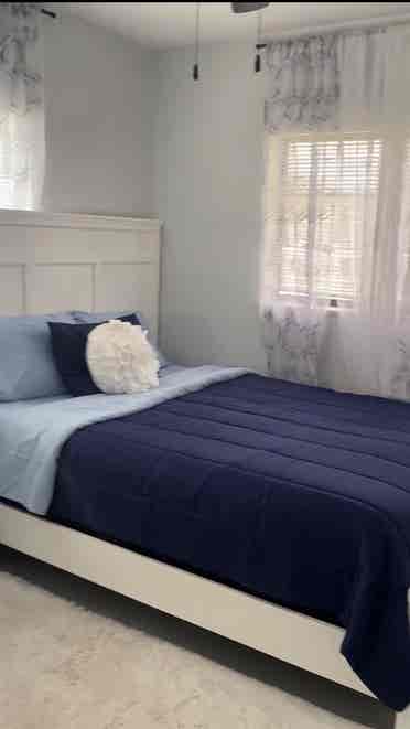 One bedroom, shared bathroom