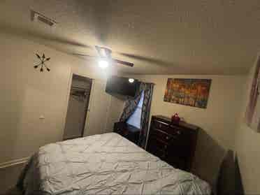 Furnished room queen and smart tv