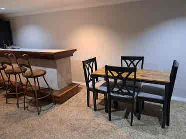 Furnished basement area of my home
