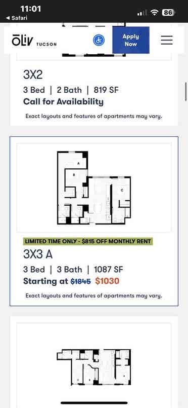 Oliv Tucson apartment