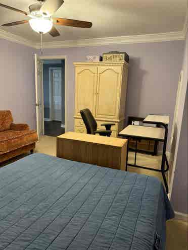 Furnished room with bathroom