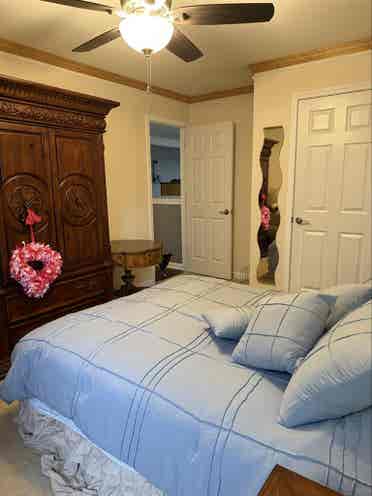 Furnished room with bathroom