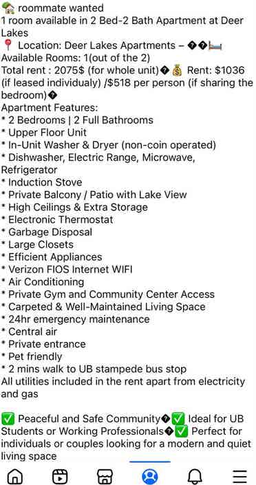 Need 1 Roomate for a bath