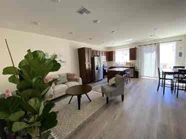 Furnished bedroom en suite bathroom