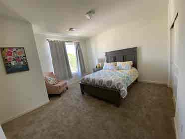 Furnished bedroom en suite bathroom
