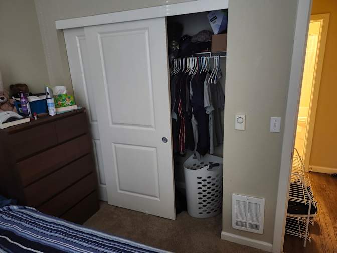 Bedroom and separate bathroom