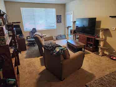 Bedroom and separate bathroom