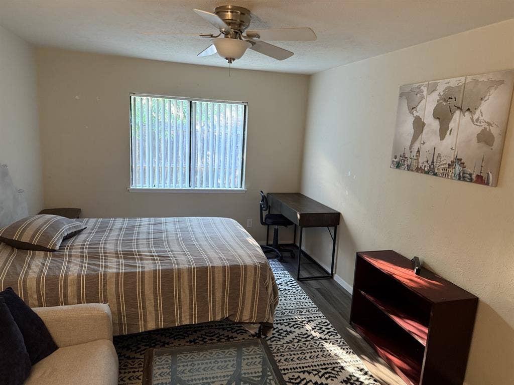 Furnished 1Bdrm w/sofa, shared bath