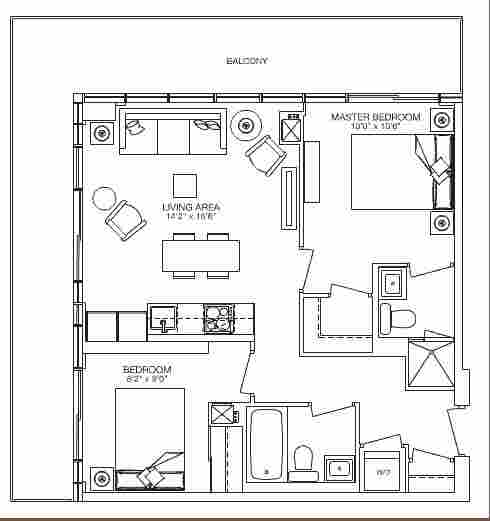 1 bedroom and private washroom