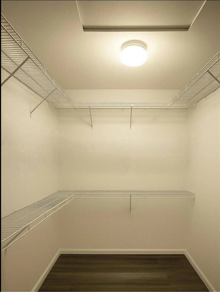 Master, walk-in closet private bath