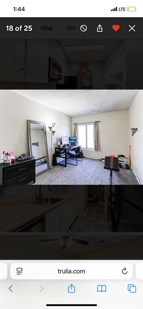 1 bed with full bath