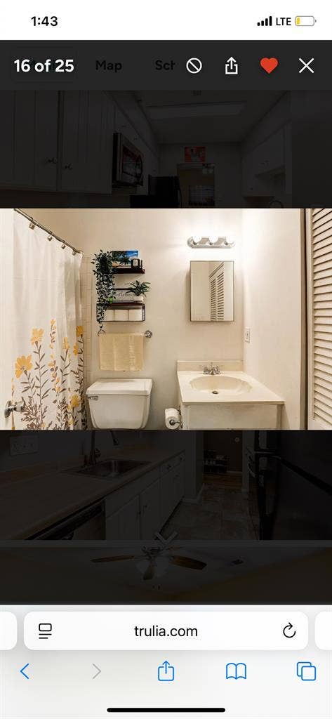 1 bed with full bath