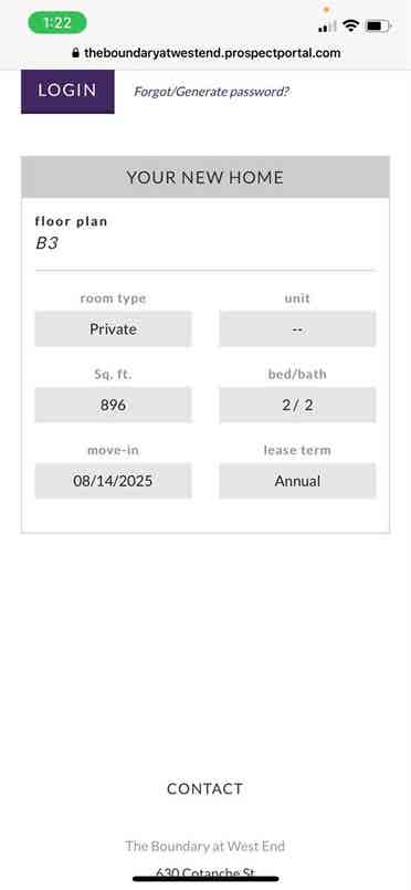 Urgent sublease Boundary west end.