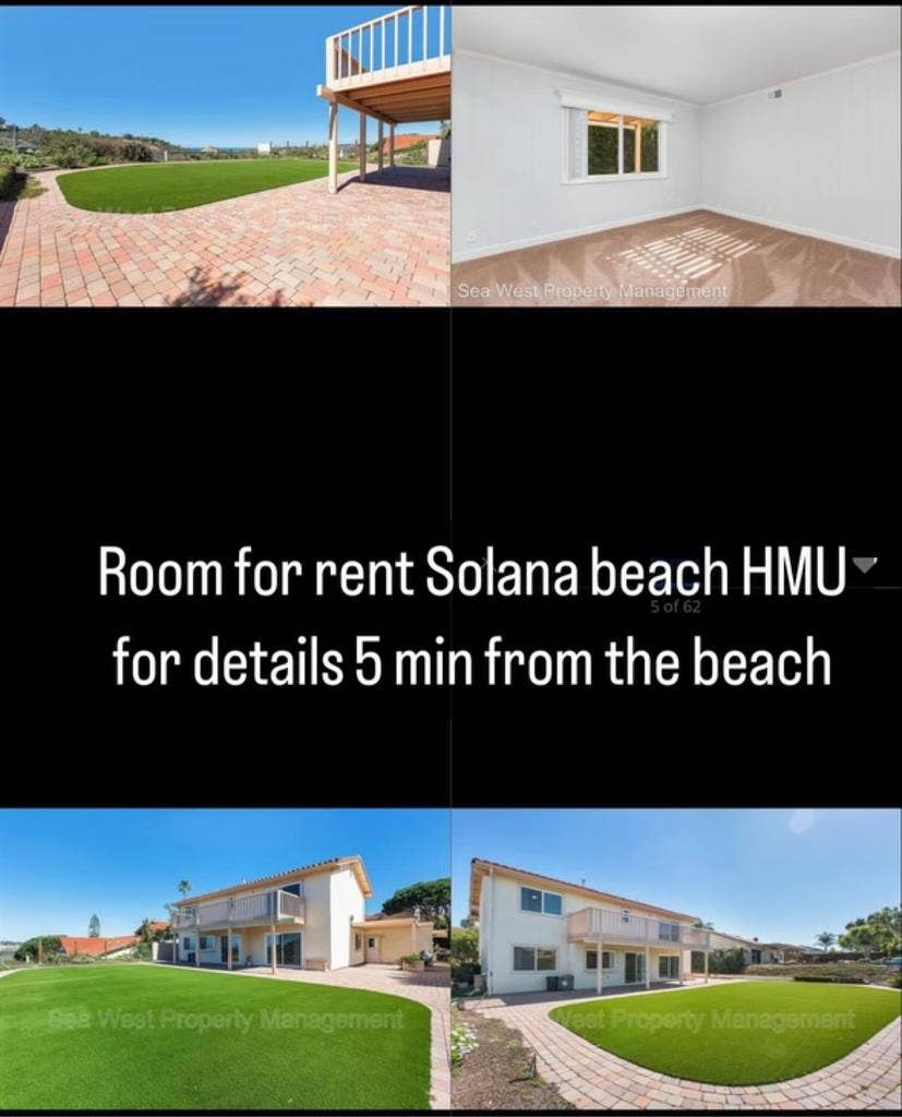 Two rooms for rent in Solana beach