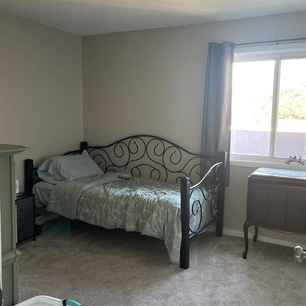 One bedroom and a shared bathroom