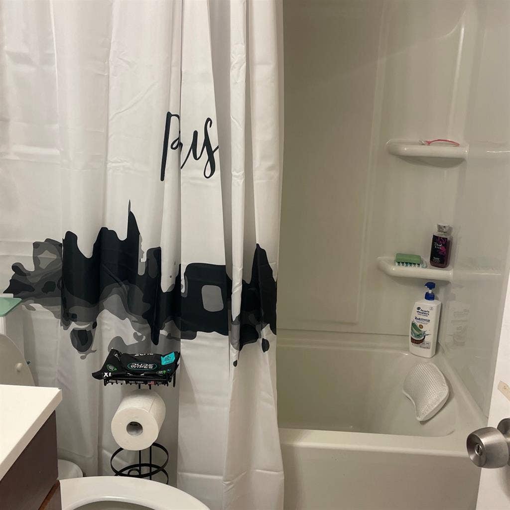 One bedroom and a shared bathroom