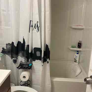One bedroom and a shared bathroom