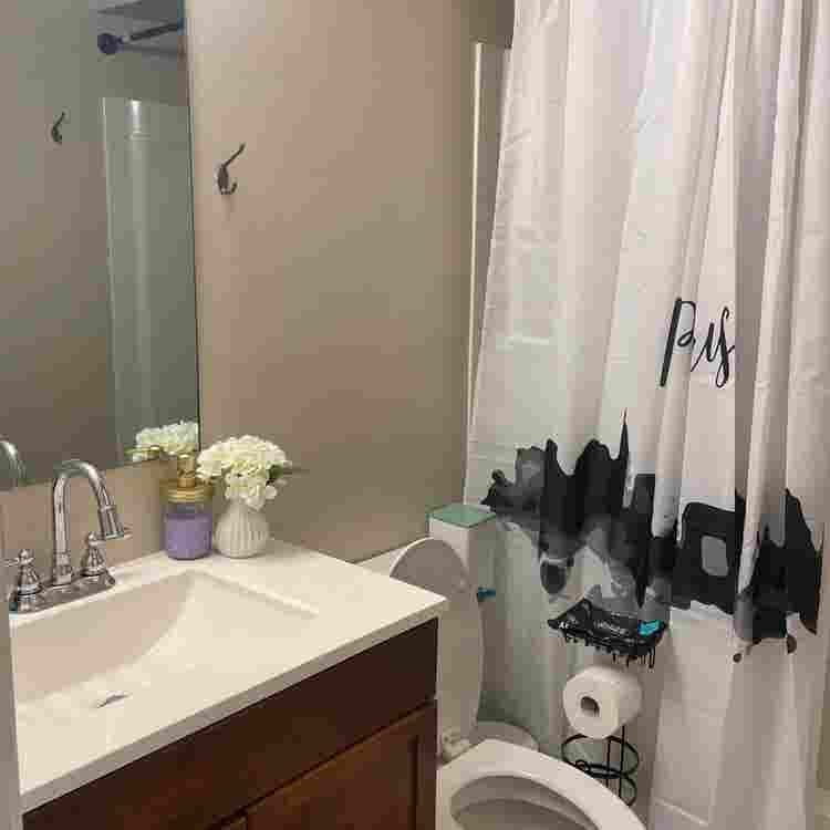 One bedroom and a shared bathroom
