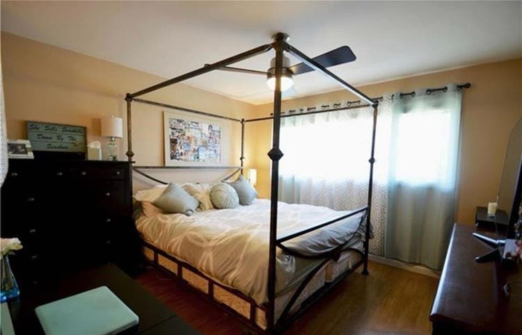 Spare bedroom with bathroom.
