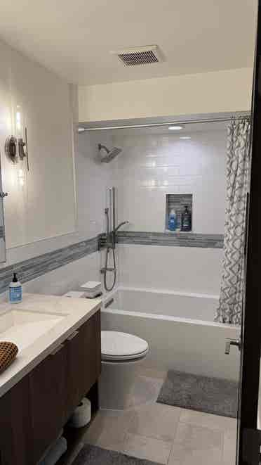 Private furnished bedroom and bath