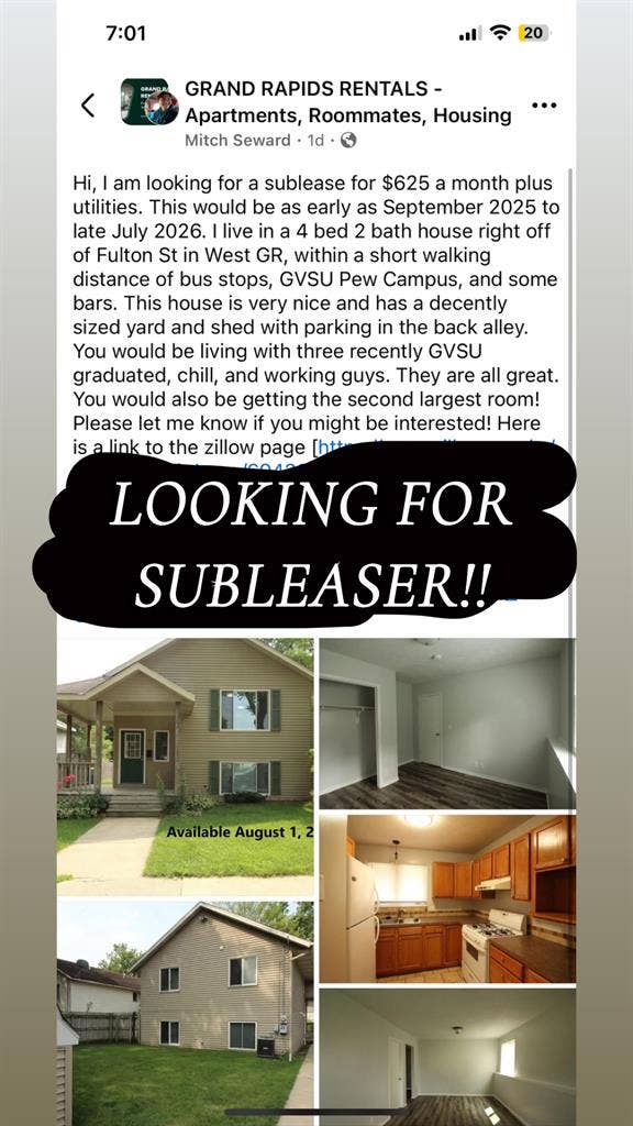 Grand Rapids sublease wanted