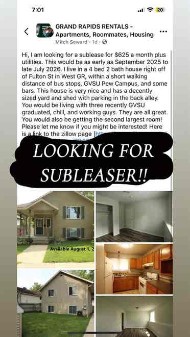Grand Rapids sublease wanted