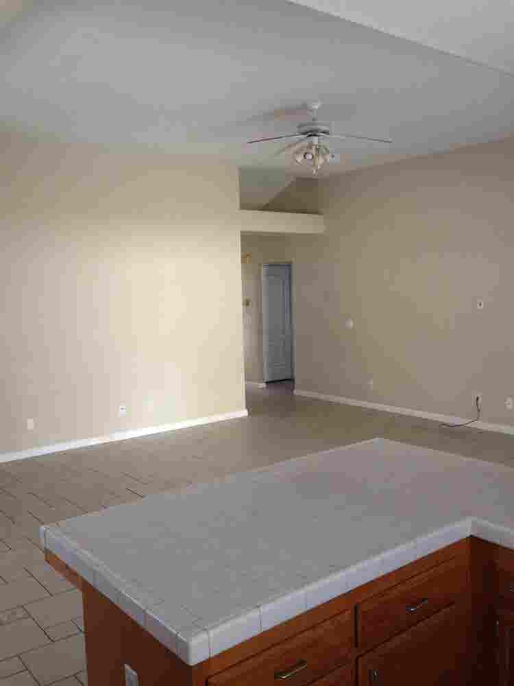 tile floors, vaulted ceilings
