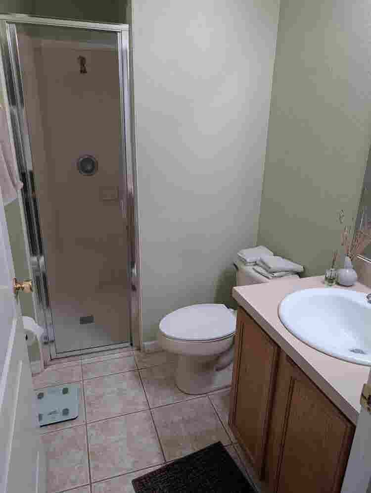 a room with a shared bathroom